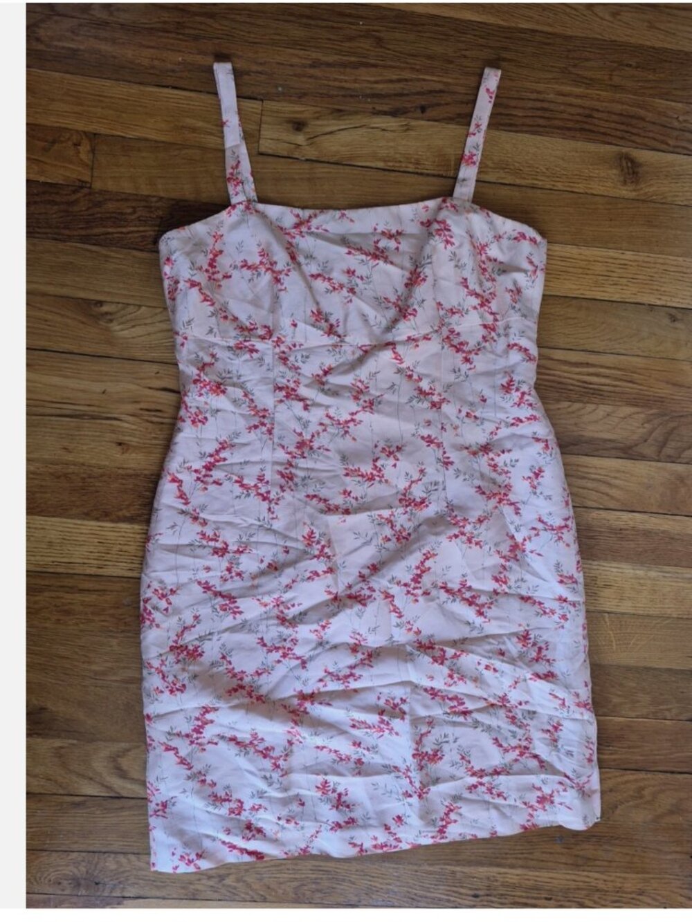 Loft Pink Floral Spaghetti Straps 100% Silk Babydoll Mini Dress Women’s 6P